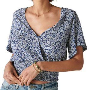 Lucky Brand Printed Floral Surplice Top Large